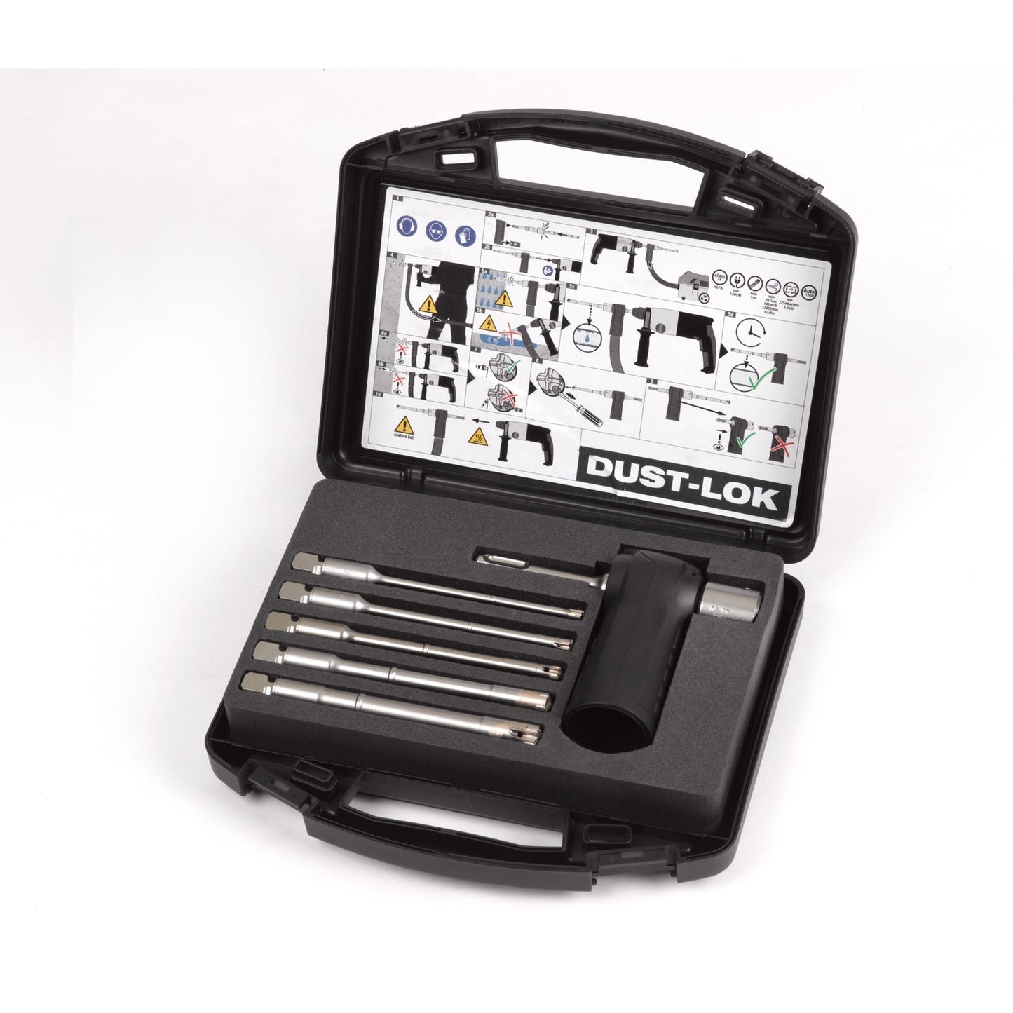 DUST-LOK SDS+ Stofvrije Boorset 7-delig - 4 sneden - Modulair ontwerp - 4932471162