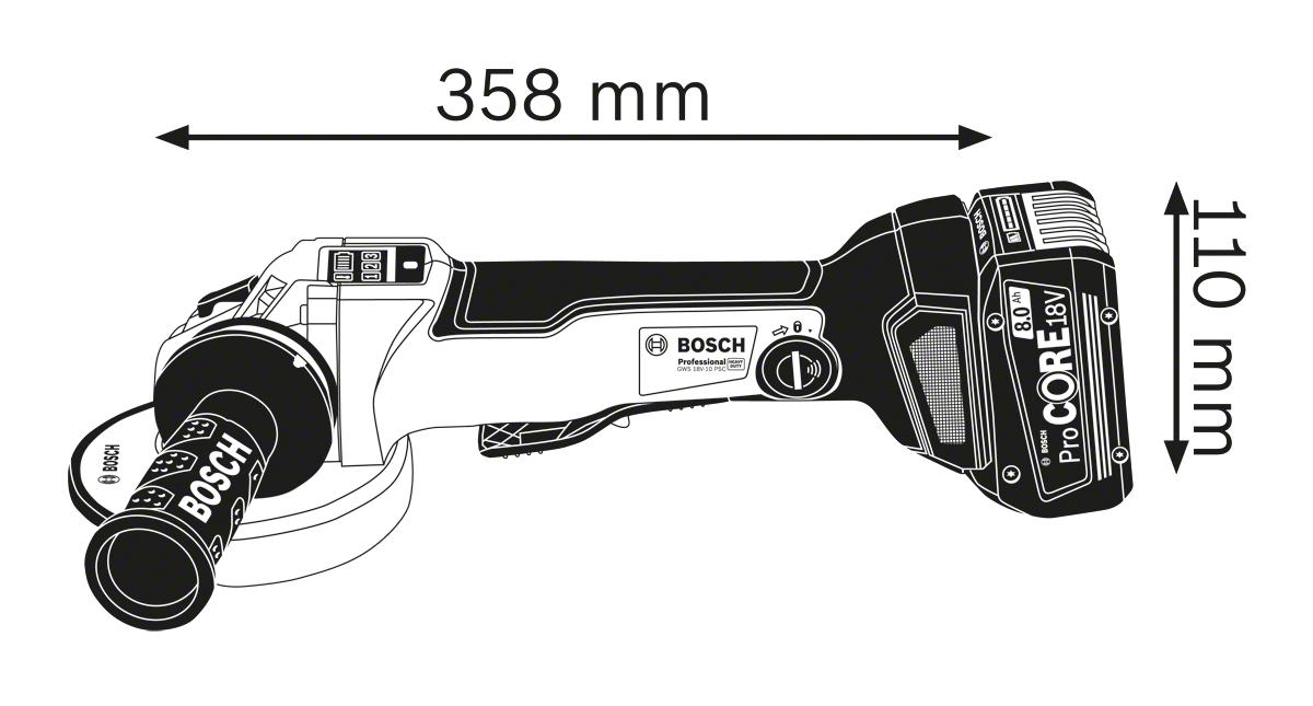 GWS 18V-10 PSC Accu Haakse Slijper 125mm 18V 5.5Ah in L-Boxx - 06019G3F0E