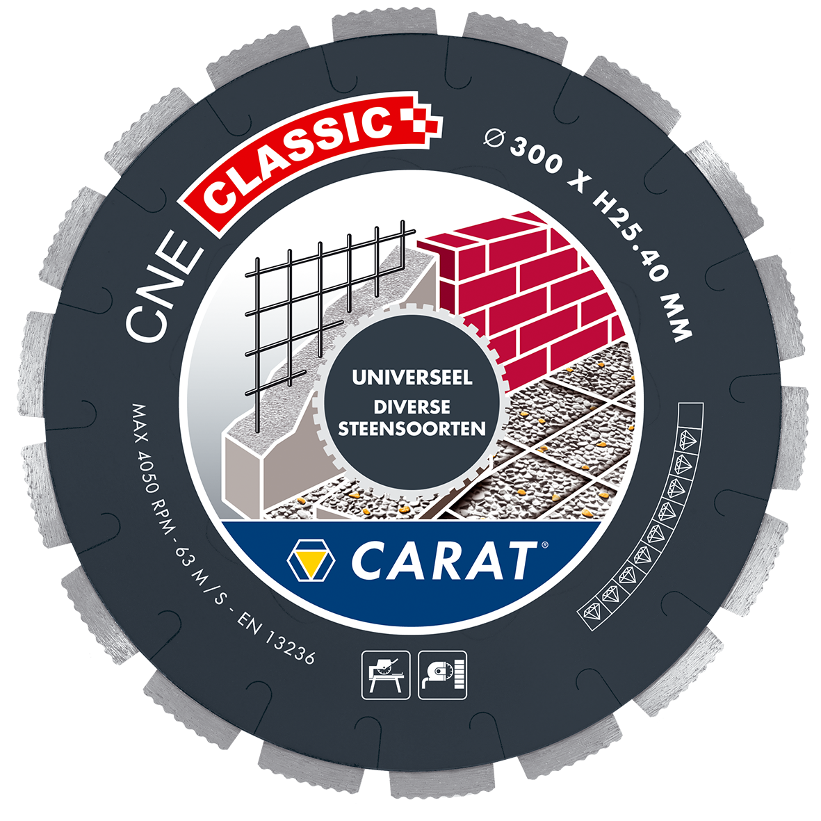 CARAT DIAMANTZAAG UNIVERSEEL Ø300x25,40MM, CNE CLASSIC