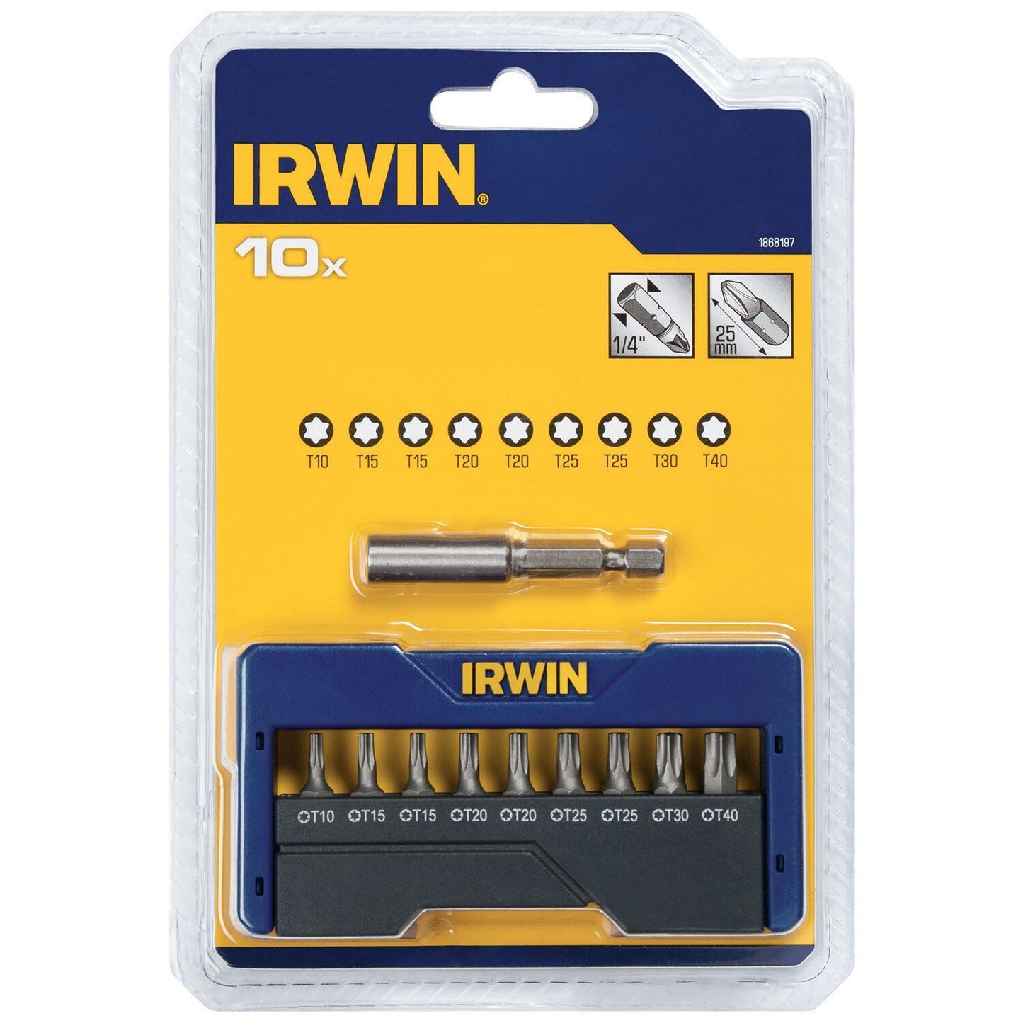 Irwin IR 10PC IB Draagbare set (TX): IB Torx, 10-delige set: T10/2xT15/2xT20/2xT25/T30/T40 + schroefbithouder - 1868197