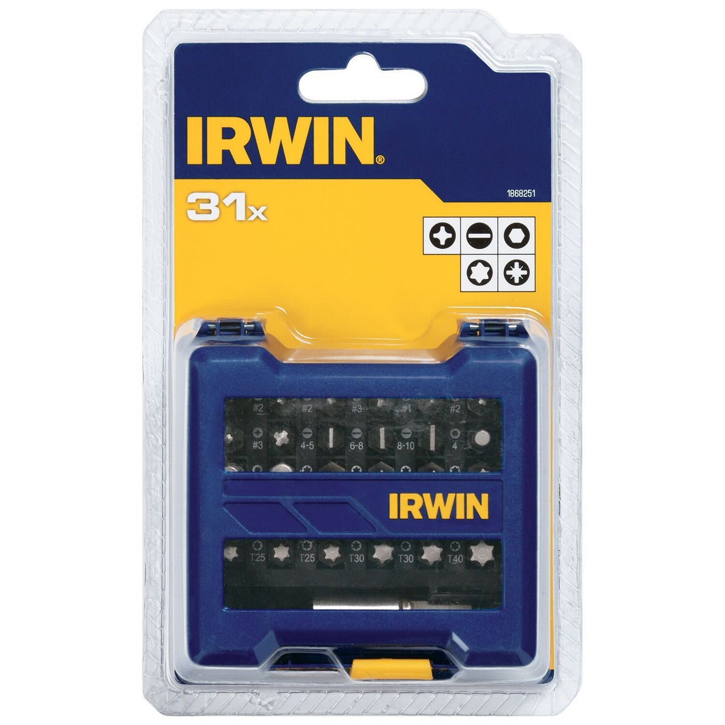 Irwin Assortiment schroefbits 30-delig (PH1/2xPH2/PH3/PZ1/2xPZ2/PZ3/SL4-5/SL6-8/SL8-10/HEX4/HEX5/HEX6/2xT10/4xT15/4xT20/3xT25/2xT30/T40 + bithouder) - 1868251