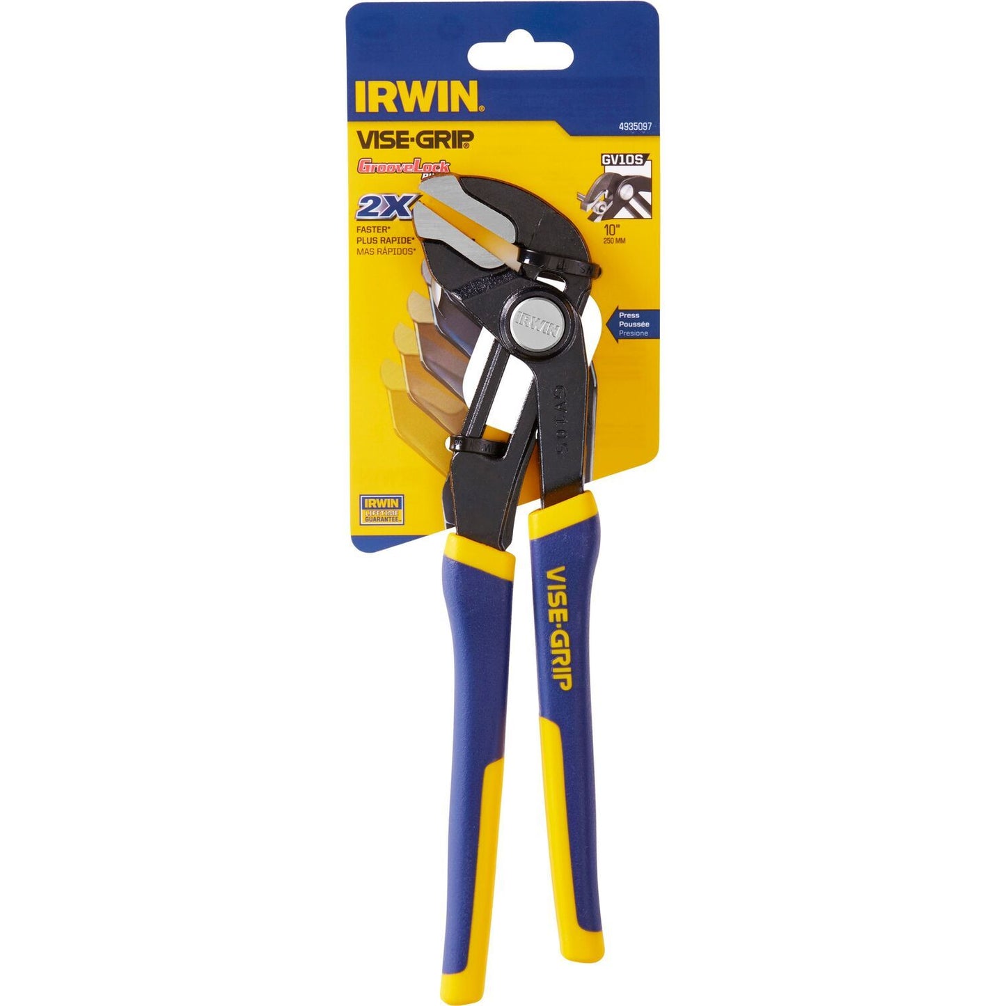 Irwin Water Pump Pliers GV10S GrooveLock PTG 10”/250 mm with smooth jaw - 4935097