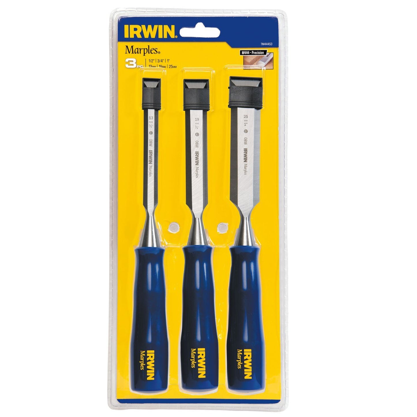 Irwin Wood Chisel M444, 3 Piece Set - 13, 19, 25mm in a Shell Pack - TM444S3