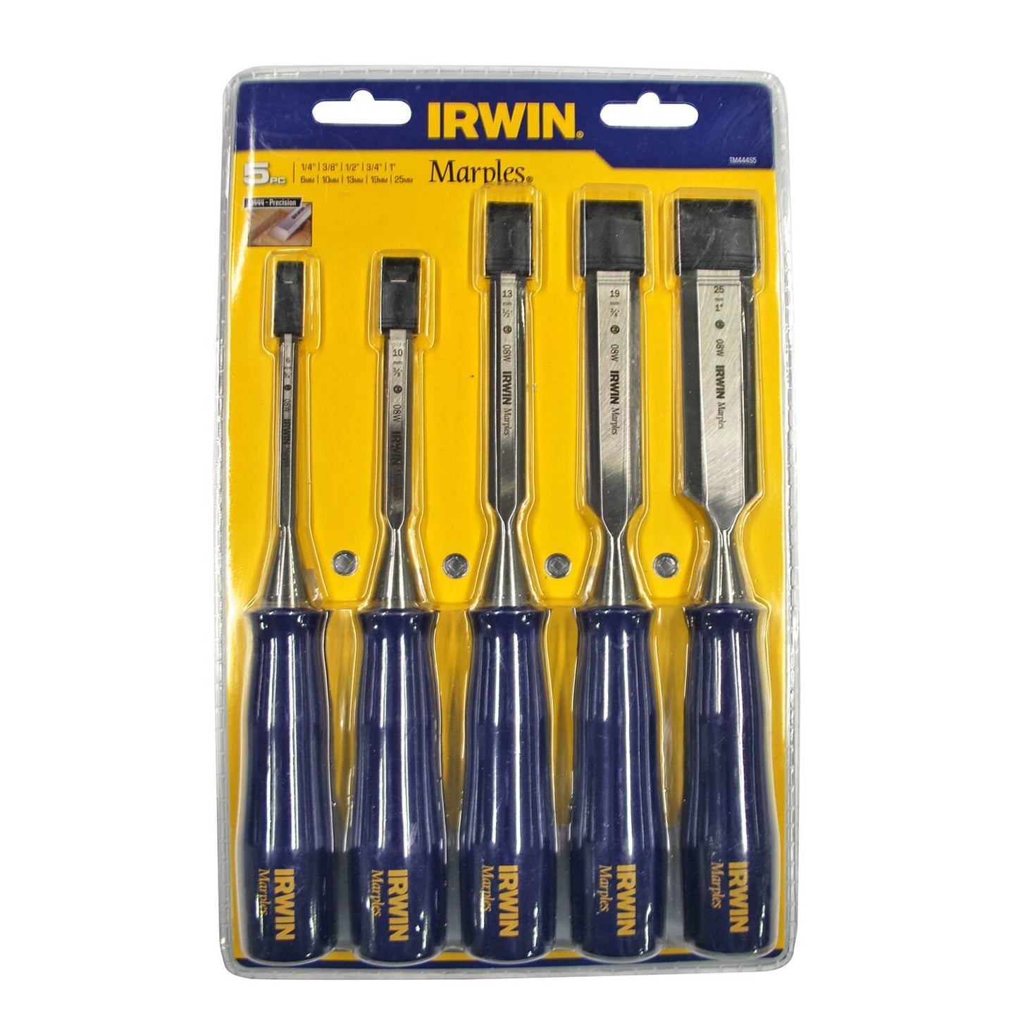 Irwin Wood Meißel M444, 5-teiliges Set – 13, 19, 25 mm im Schalenpack – TM444S5