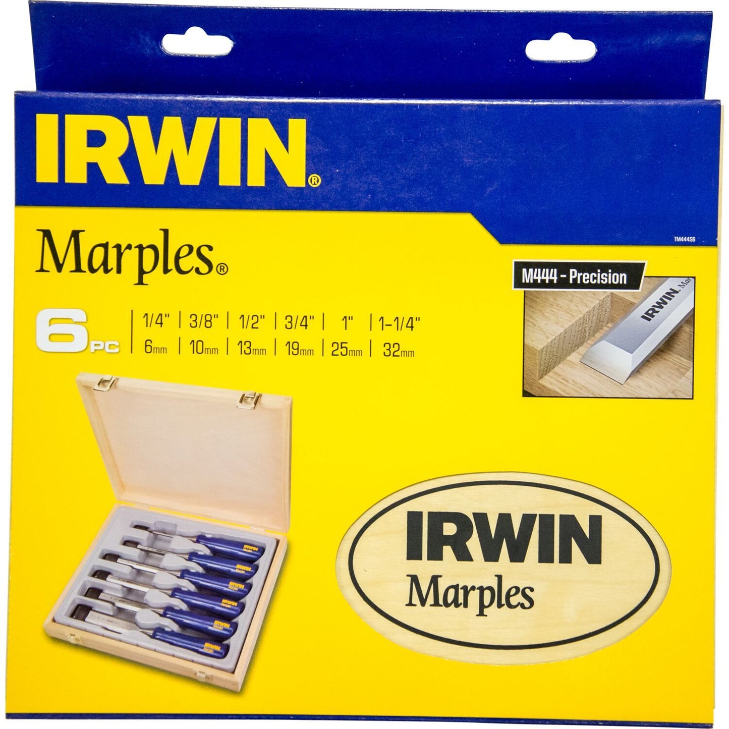Irwin Holzmeißel M444, 6-teiliges Set - 6, 10, 13, 19, 25, 32 mm in Holzbox - TM444S6
