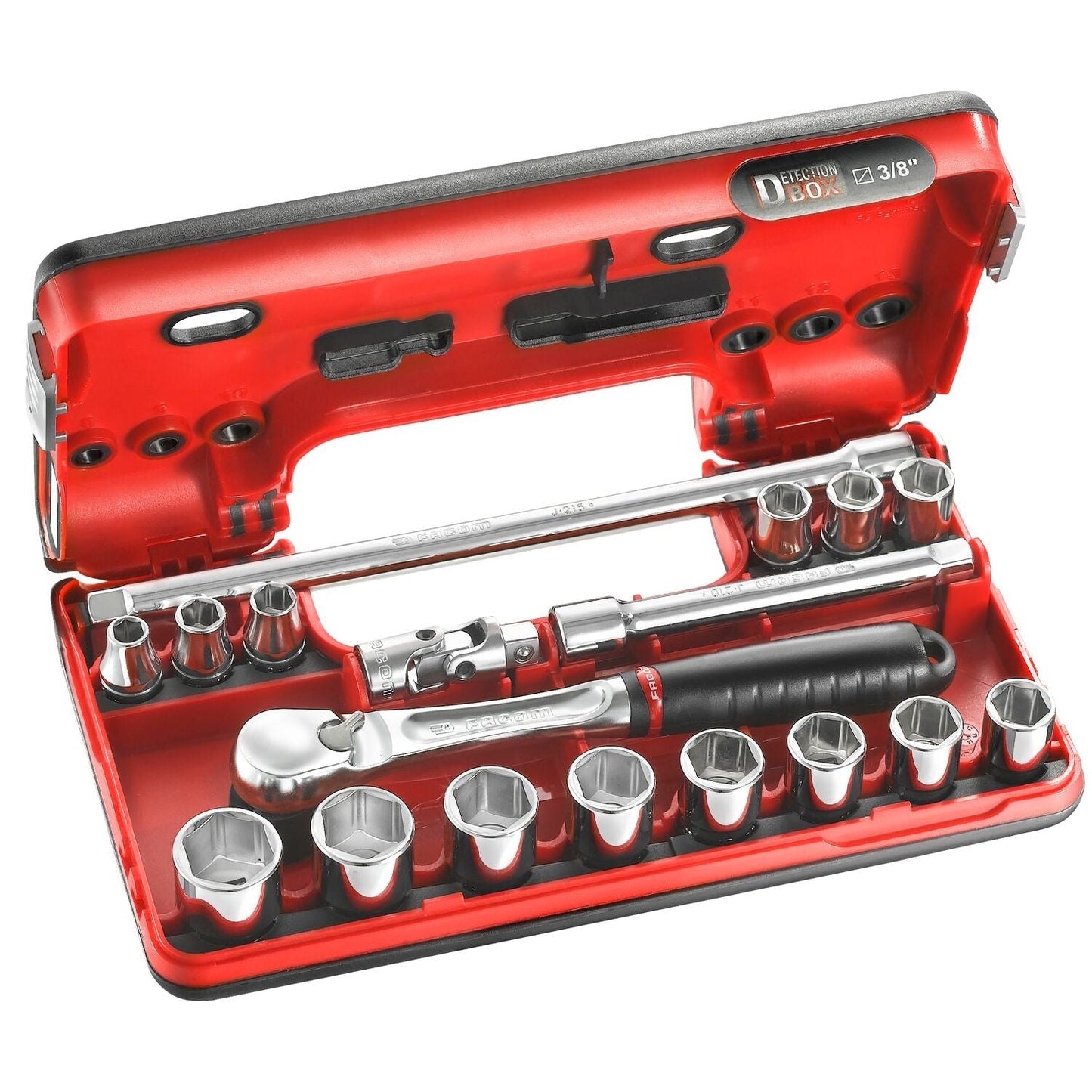 Compacte 3/8" Doppenset 6-kant met Ratel JL.161 - 18-delig - JL.DBOX1PB