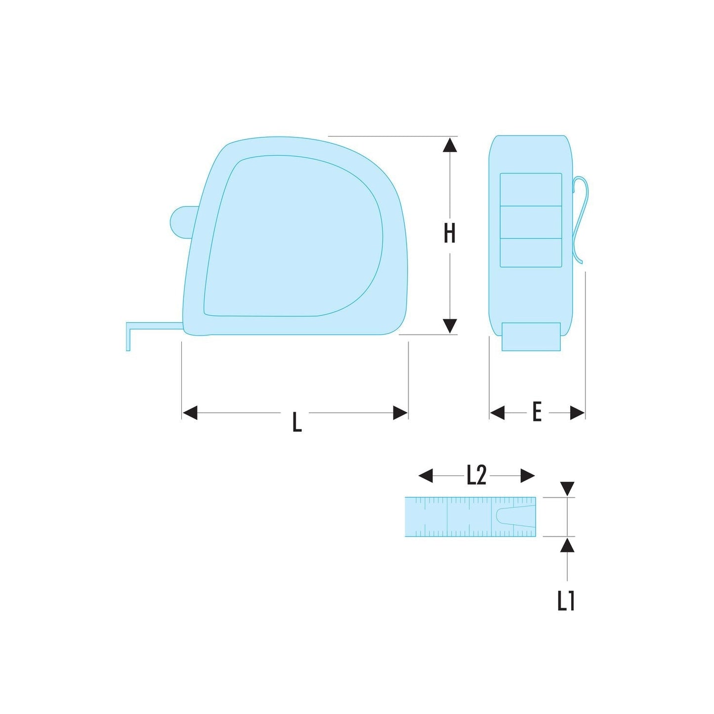 Dubbelzijdig Meetlint RED Series met ABS-behuizing 5m/19mm - 893B.519PB