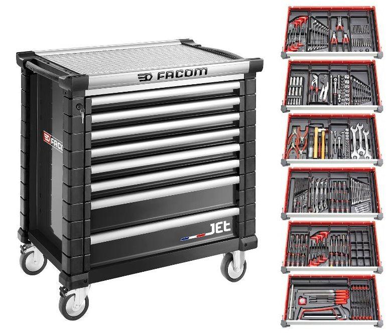 Tool trolley 9 drawers, with 8 filled drawers - Black - JETCM215GBNL