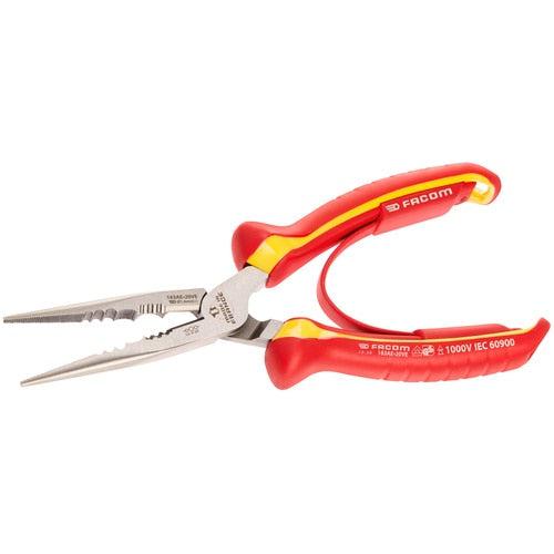 Semicircular tip pliers with long slim jaws 1000V insulated - 183AE.20VE