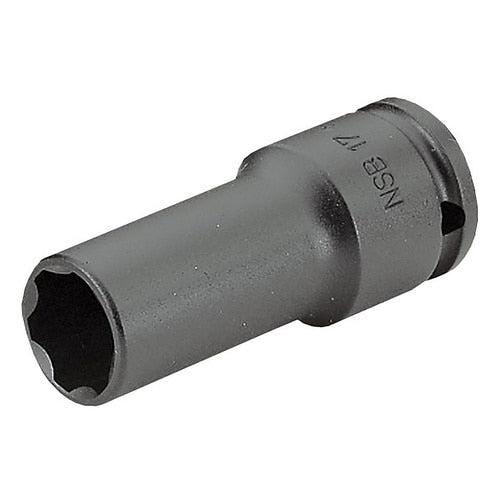 Impact-doppen 1/2" 6-kant lang, dunwandig, metrische maten - NSB.15