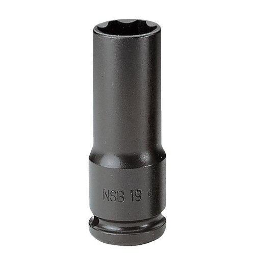 Kraft-Steckschlüsseleinsätze 1/2" 6-kant lang, dünnwandig, metrische Größen - NSB.18