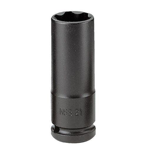 Impact-doppen 1/2" 6-kant lang, dunwandig, metrische maten - NSB.22