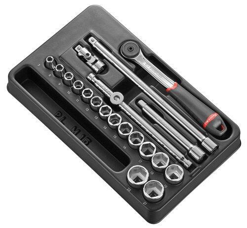 Module 6-point metric sockets 3/8" - 20 pieces - J.161B - MOD.J161-36