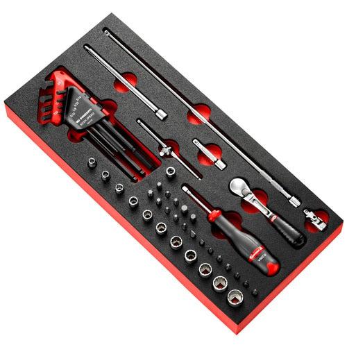 Module doppen 1/4" 6-kant , ratel met vergrendeling en accessoires - MODM.RL2