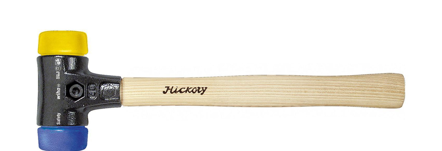 Kunststoffhammer Safety mittelweich/hart mit Hickorystiel, runder Schlagkopf - 26653