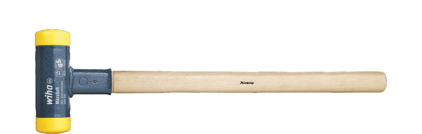 Kunststof hamer terugslagloos met hickorysteel, rond-slagkop - 02098
