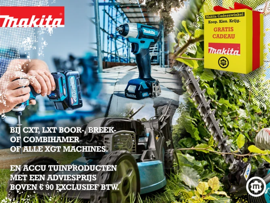 Koop je Makita actiemachine bij Mastertools en kies je cadeau uit de Makita Cadeauwinkel!