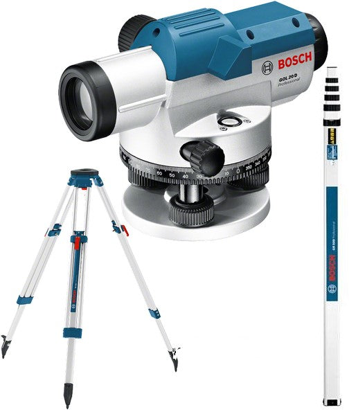 Bosch Blue GOL 20 D Optisches Nivellier 60 m + Stativ BT160 + Lineal GR500