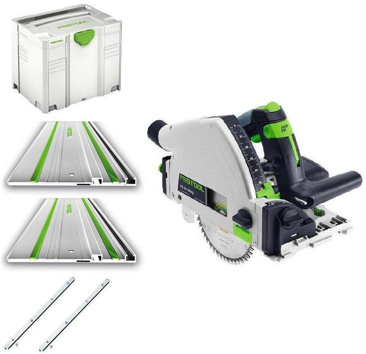 Festool TS 55 REBQ-Plus-FS plunge saw + 2x ruler FS1400/2 + 2x coupler