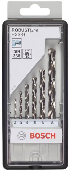 Bosch Robust Line 6-delige metaalborenset 2.0 / 3.0 / 4.0 / 5.0 / 6.0 / 8.0 millimeter BOS-2607010529
