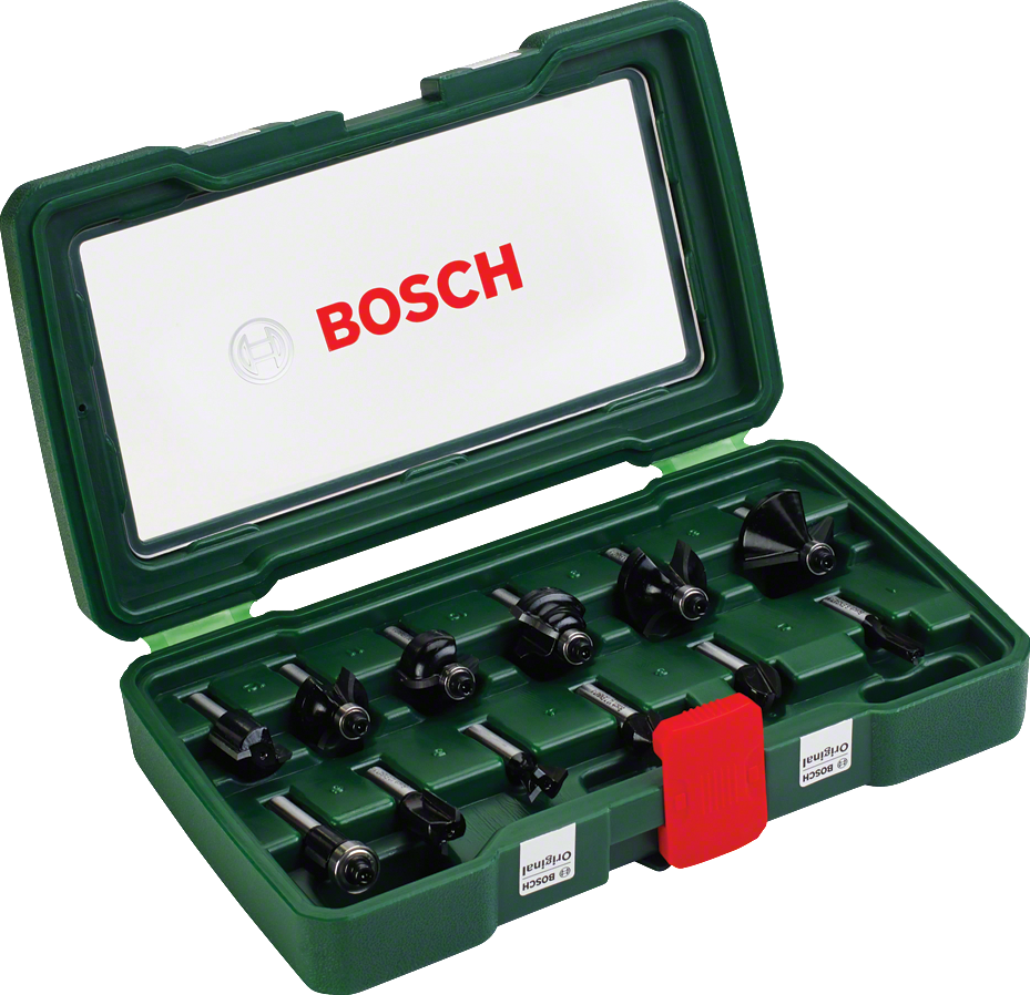 Bosch 12-delige hardmetalen frezenset (8 mm opnameschacht)