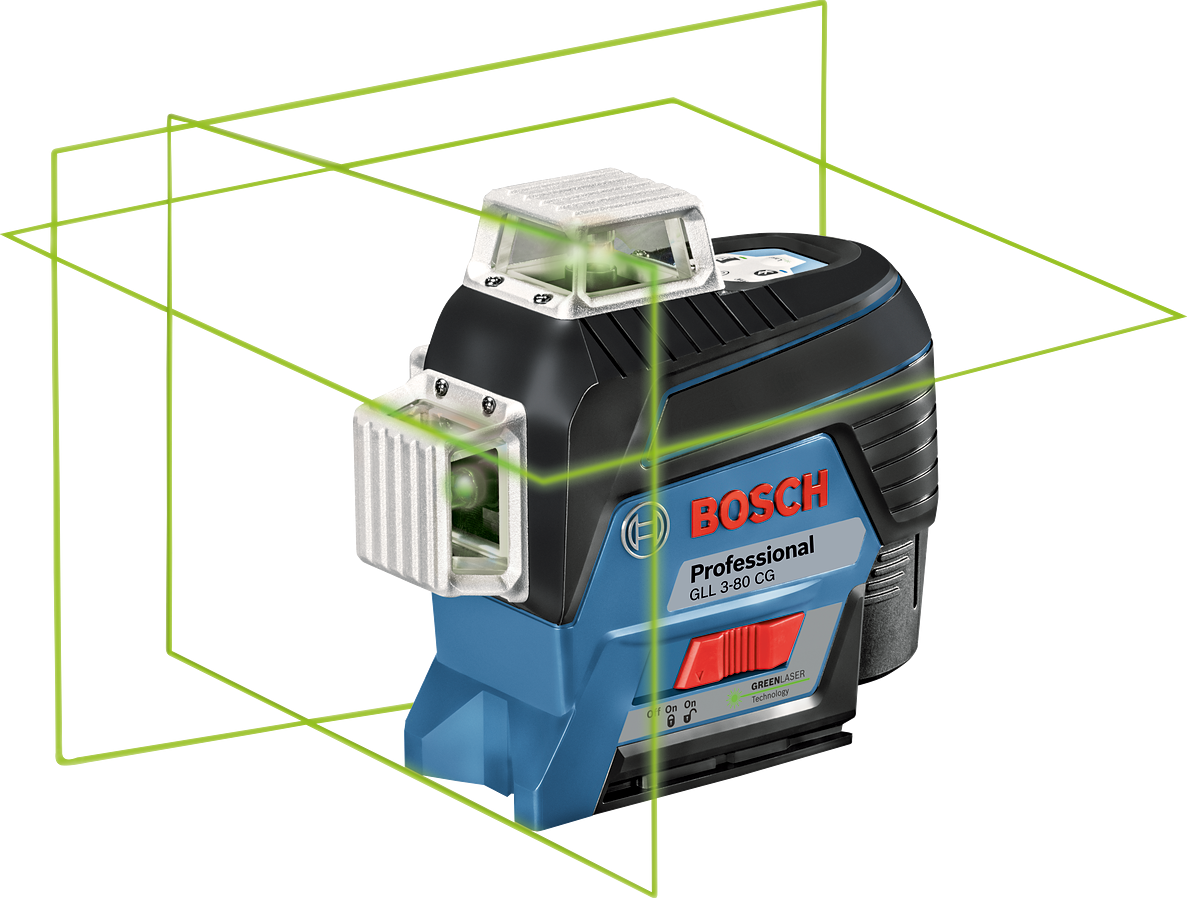 Bosch Professional GLL 3-80 CG Groene Kruislijnlaser & Houder BM1 30m 12V 2.0Ah Li-ion in L-BOXX - 0601063T00