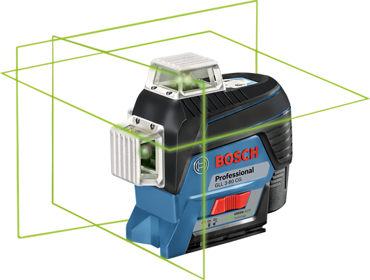 Bosch Professional GLL 3-80 CG Groene Kruislijnlaser & Houder BM1 30m 12V 2.0Ah Li-ion in L-BOXX - 0601063T00
