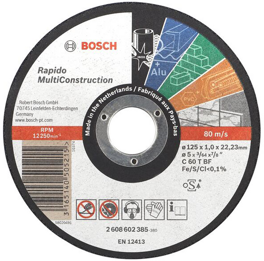 Bosch Multi Construction Doorslijpschijf recht 125.0 millimeter 22.23 millimeter BOS-2608602383