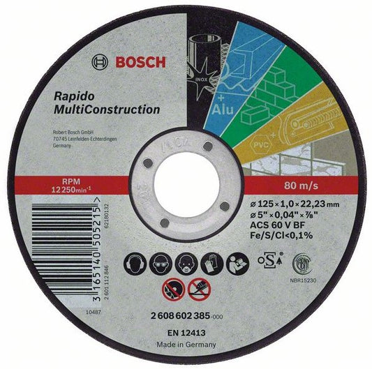 Bosch Rapido Multi Construction Doorslijpschijf recht 230x22.2x1.9mm. 2608602767