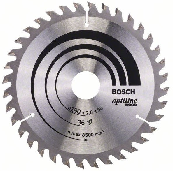 Bosch Blauw Optiline Wood Cirkelzaagblad 180x2.6/1.6x30mm 36T