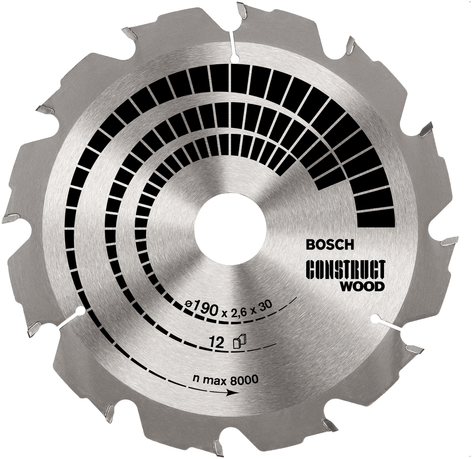 Bosch Blauw Construct Wood Cirkelzaagblad 190x2.6/1.6x30mm 12T