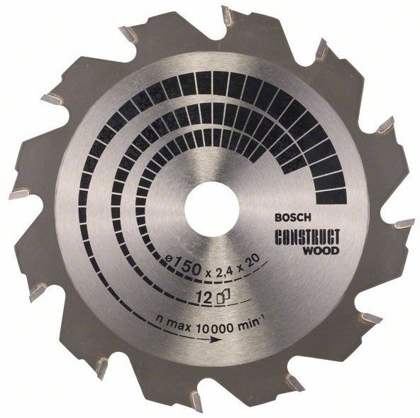 Bosch Blauw Construct Wood Cirkelzaagblad 150x2.4/1.4x20mm 12T