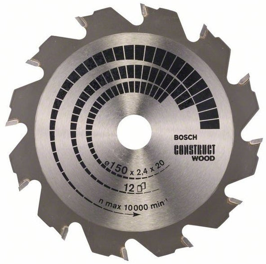 Bosch Blauw Construct Wood Cirkelzaagblad 150x2.4/1.4x20mm 12T