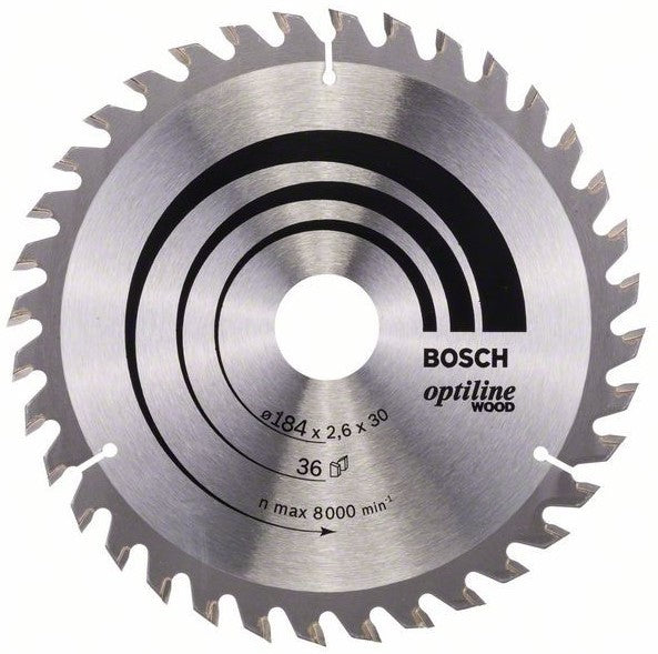 Bosch Blauw Optiline Wood Cirkelzaagblad 184x2.6/1.6x30mm 36T