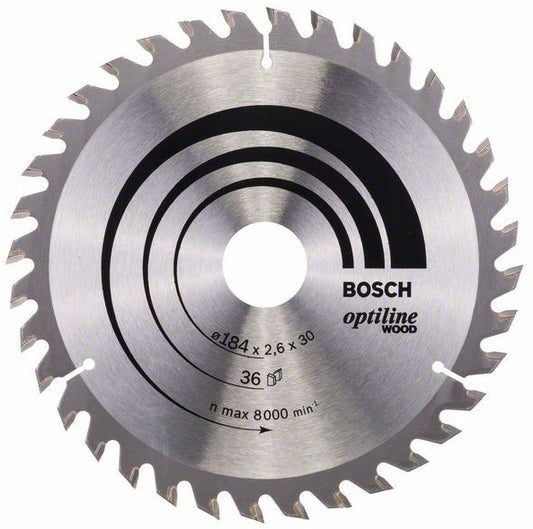 Bosch Blauw Optiline Wood Cirkelzaagblad 184x2.6/1.6x30mm 36T