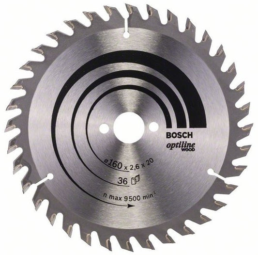 Bosch Blauw Optiline Wood Cirkelzaagblad 160x2.6/1.6x20mm 36T