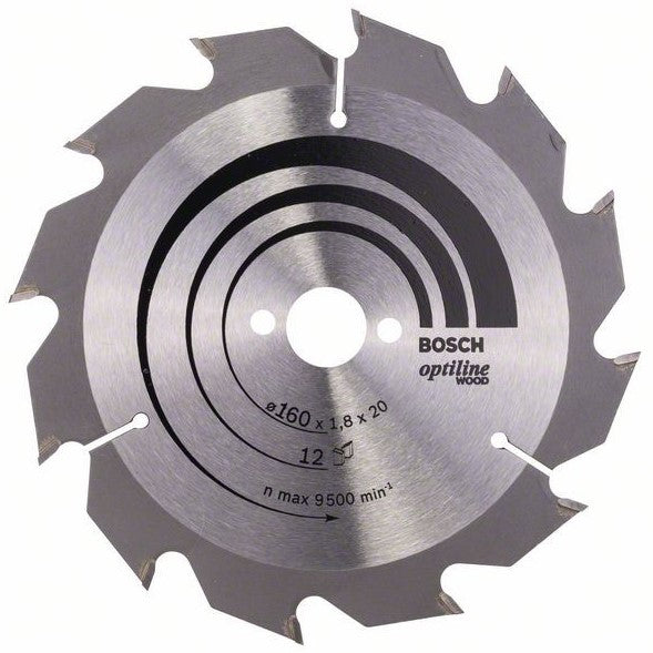 Bosch Blue Optiline Wood Circular Saw Blade 160x1.8/1.2x20mm 12T