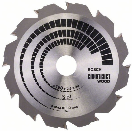 Bosch Blue Construct Wood Kreissägeblatt 190x2,6/1,6x30mm 12Z