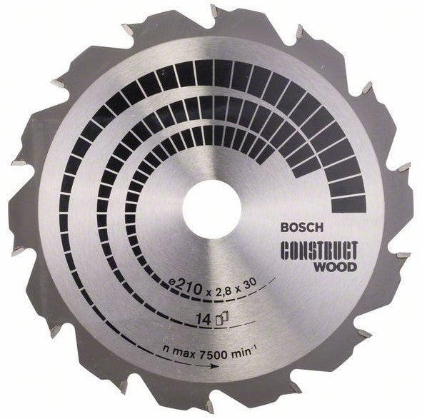 Bosch Blauw Construct Wood Cirkelzaagblad 210x2.8/1.8x30mm 14T