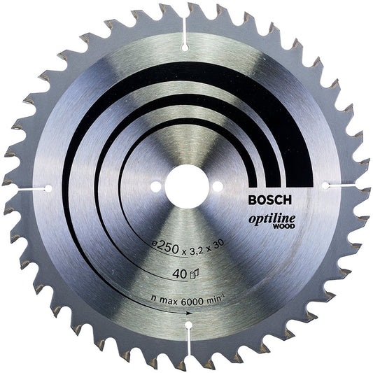 Bosch Blauw Optiline Wood Cirkelzaagblad 250x2/1.4x30mm 40T