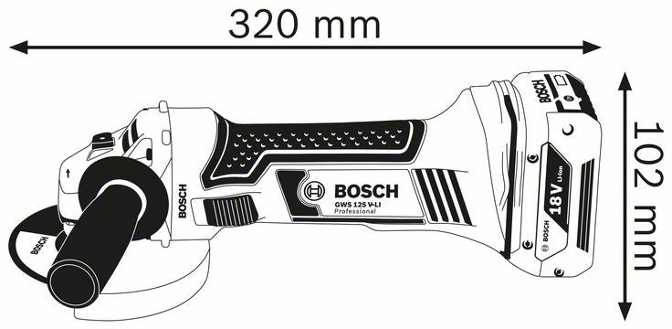 Bosch Professional GWS 18-125 V-Li Akku-Winkelschleifer 18V Loose Body in L-Boxx - 060193A308