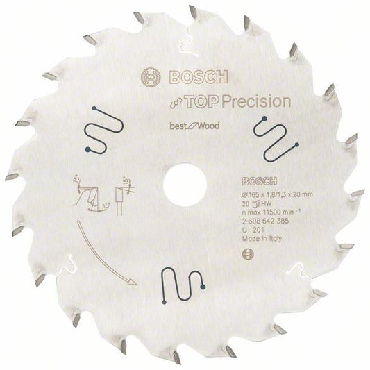 Bosch Blauw Top Precision Best for Wood Cirkelzaagblad 165x20mm 20T