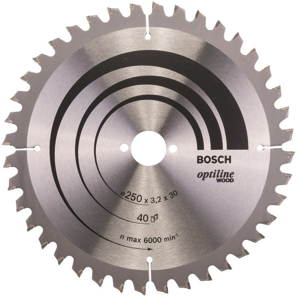 Bosch Blauw Optiline Wood Cirkelzaagblad 250x.3.2/2.2x30mm 40T