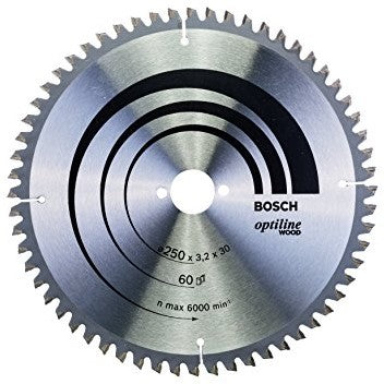 Bosch Blauw Optiline Wood Cirkelzaagblad 250x3.2/2.2x30mm 60T