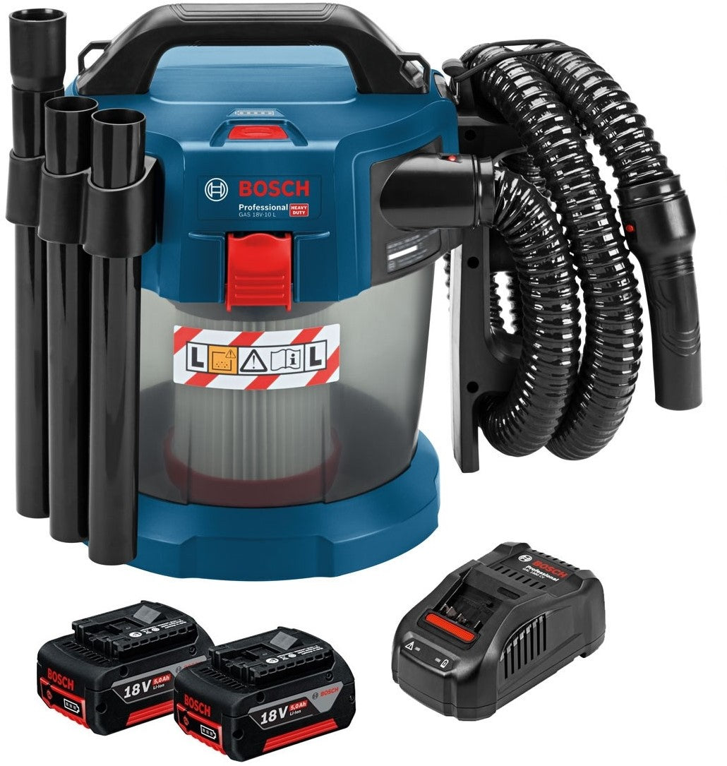 Bosch Blauw GAS 18 V-10 L Accu Stofzuiger 10L L-Klasse 18V 5.0Ah Li-ion - 06019C6301