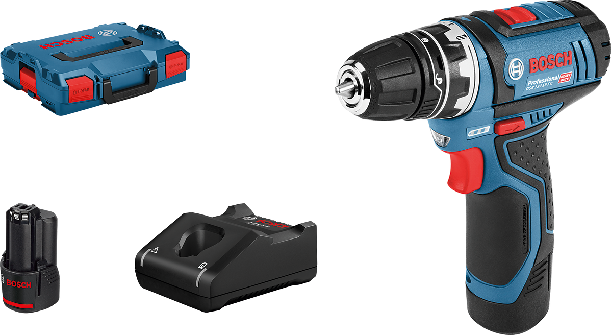 Bosch Blue GSR 12V-15 FC Cordless Drill Driver 12V 2.0Ah Li-ion in L-Boxx - 06019F6001