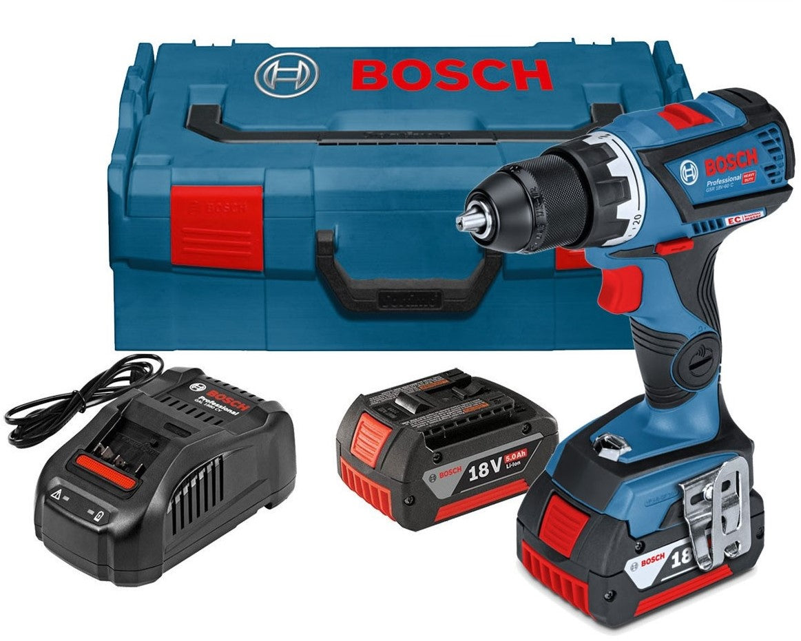 Bosch Blue GSR 18V-60 C Akku-Bohrschrauber 18V 5,0Ah in L-Boxx - 06019G1100