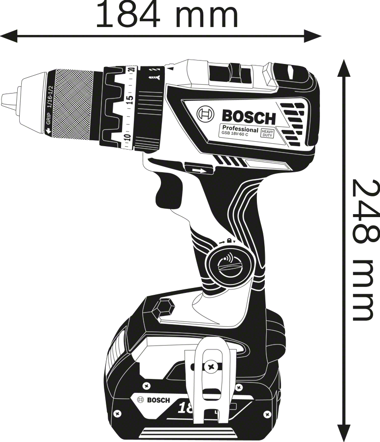 Bosch Blue GSB 18 V-60 C Akku-Schlagbohrschrauber/Schrauber 18 V Loose Body in L-Boxx - 06019G2103
