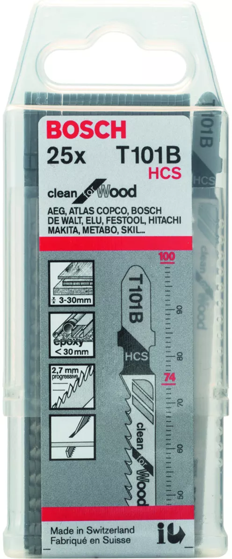 Bosch T 101 B Decoupeerzaagbladen Clean for Wood VE=25 - 2608633622