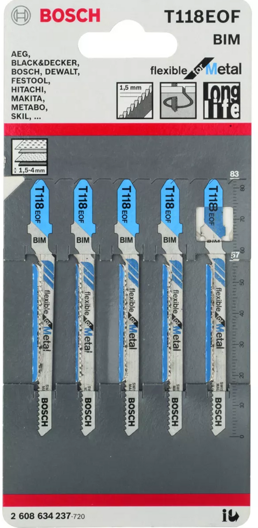 Bosch T 118 EOF Decoupeerzaagblad Flexible for Metal VE=5 - 2608634237